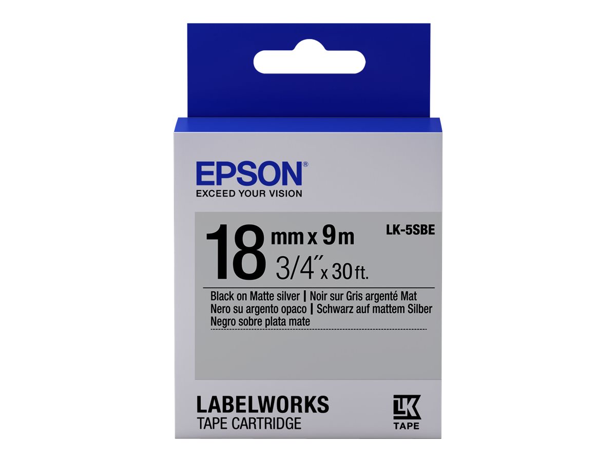 Epson LabelWorks LK-5SBE - Schwarz auf Silber (matt) - Rolle (1,8 cm x 9 m) 1 Kassette(n) Etikettenband - fr LabelWorks LW-1000
