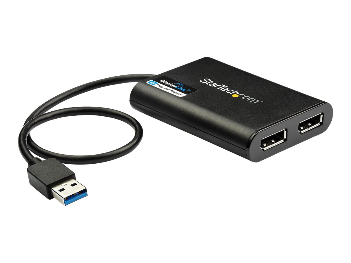 StarTech.com USB 3.0 to Dual DisplayPort Adapter 4K 60Hz, DisplayLink Certified, Video Converter with External Graphics Card - M