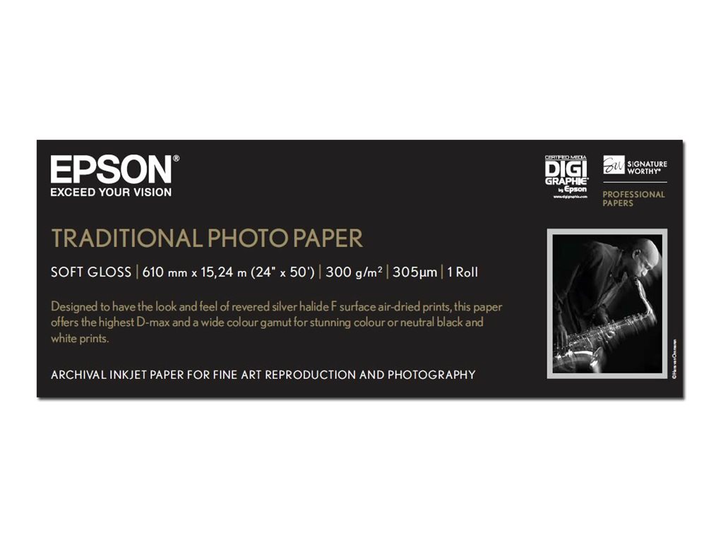 Epson Traditional Photo Paper - Rolle (61 cm x 15 m) - 300 g/m - Fotopapier - fr SureColor SC-P10000, P20000, P6000, P7000, P7