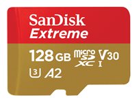 SanDisk Extreme - Flash-Speicherkarte (microSDXC-an-SD-Adapter inbegriffen) - 128 GB - A2 / Video Class V30 / UHS-I U3 / Class10