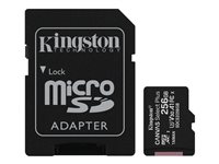 Kingston Canvas Select Plus - Flash-Speicherkarte (microSDXC-an-SD-Adapter inbegriffen) - 256 GB - A1 / Video Class V30 / UHS Cl