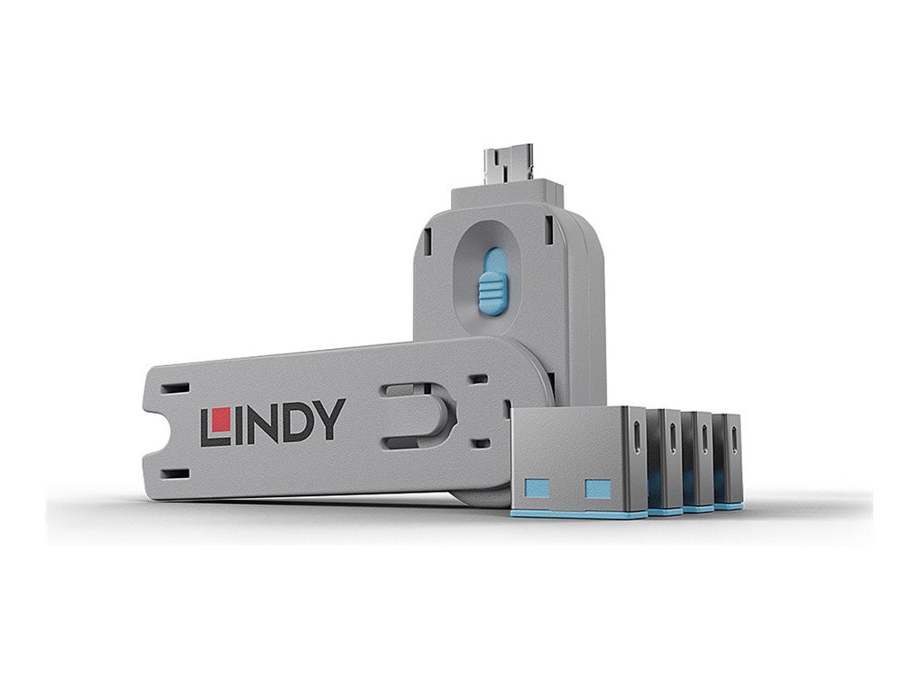 Lindy USB Port Blocker - USB-Portblocker - Blau (Packung mit 4)