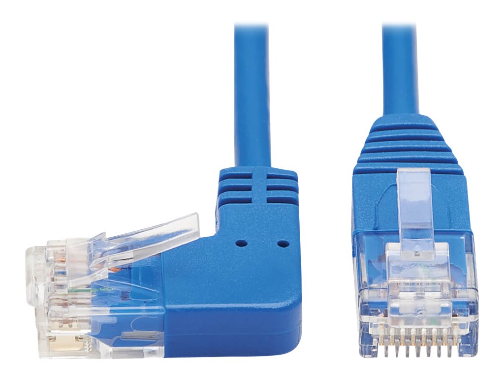 Eaton Tripp Lite Series Left-Angle Cat6 Gigabit Molded Slim UTP Ethernet Cable (RJ45 Left-Angle M to RJ45 M), Blue, 3 ft. (0.91 