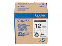 Brother HGE-231V5 - Schwarz auf Weiss - Rolle (1,2 cm x 8 m) 5 Kassette(n) laminiertes Band - fr P-Touch PT-9500pc, PT-9700PC, 