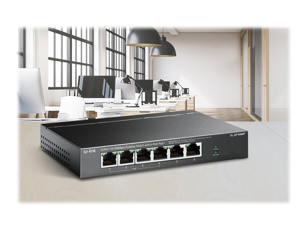 TP-Link TL-SF1006P - V1 - Switch - unmanaged - 6 x 10/100 (4 PoE+) - Desktop, wandmontierbar