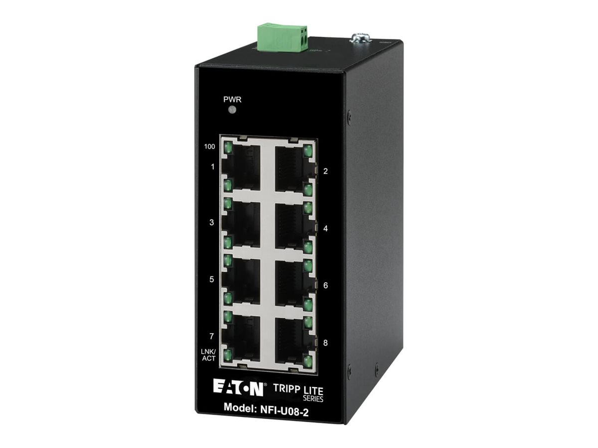 Eaton Tripp Lite series Unmanaged Industrial Ethernet Switch 8-Port - 10/100 Mbps, Ruggedized, DIN Mount - Switch - unmanaged - 