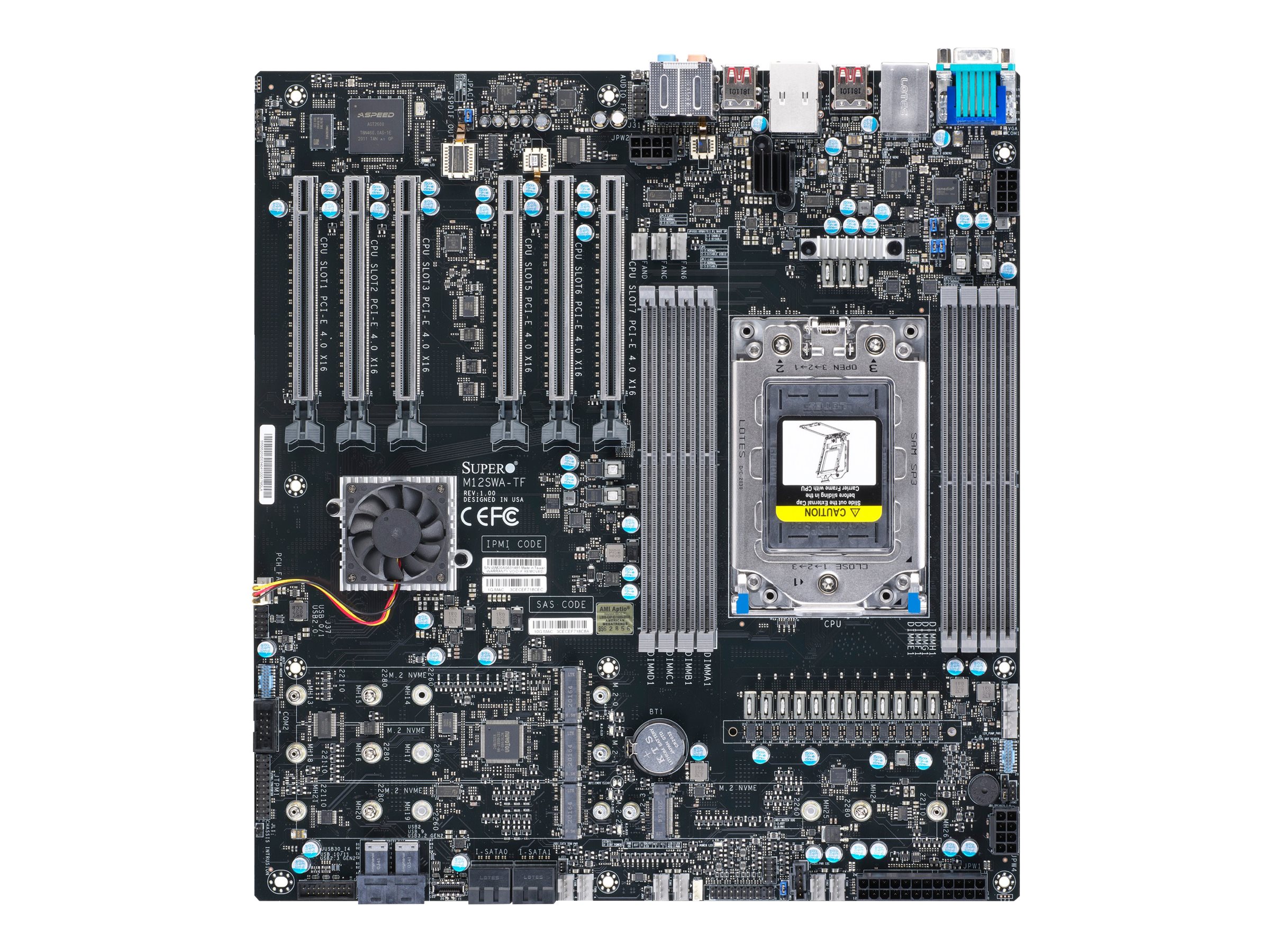 SUPERMICRO M12SWA-TF - Motherboard - E-ATX - Socket sWRX8 - AMD WRX80 Chipsatz - USB-C Gen2, USB 3.2 Gen 1, USB 3.2 Gen 2, USB-C