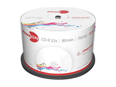 Primeon photo-on-disc - 50 x CD-R - 700 MB (80 Min) 52x - in Fotoqualitt bedruckbare Oberflche - Spindel
