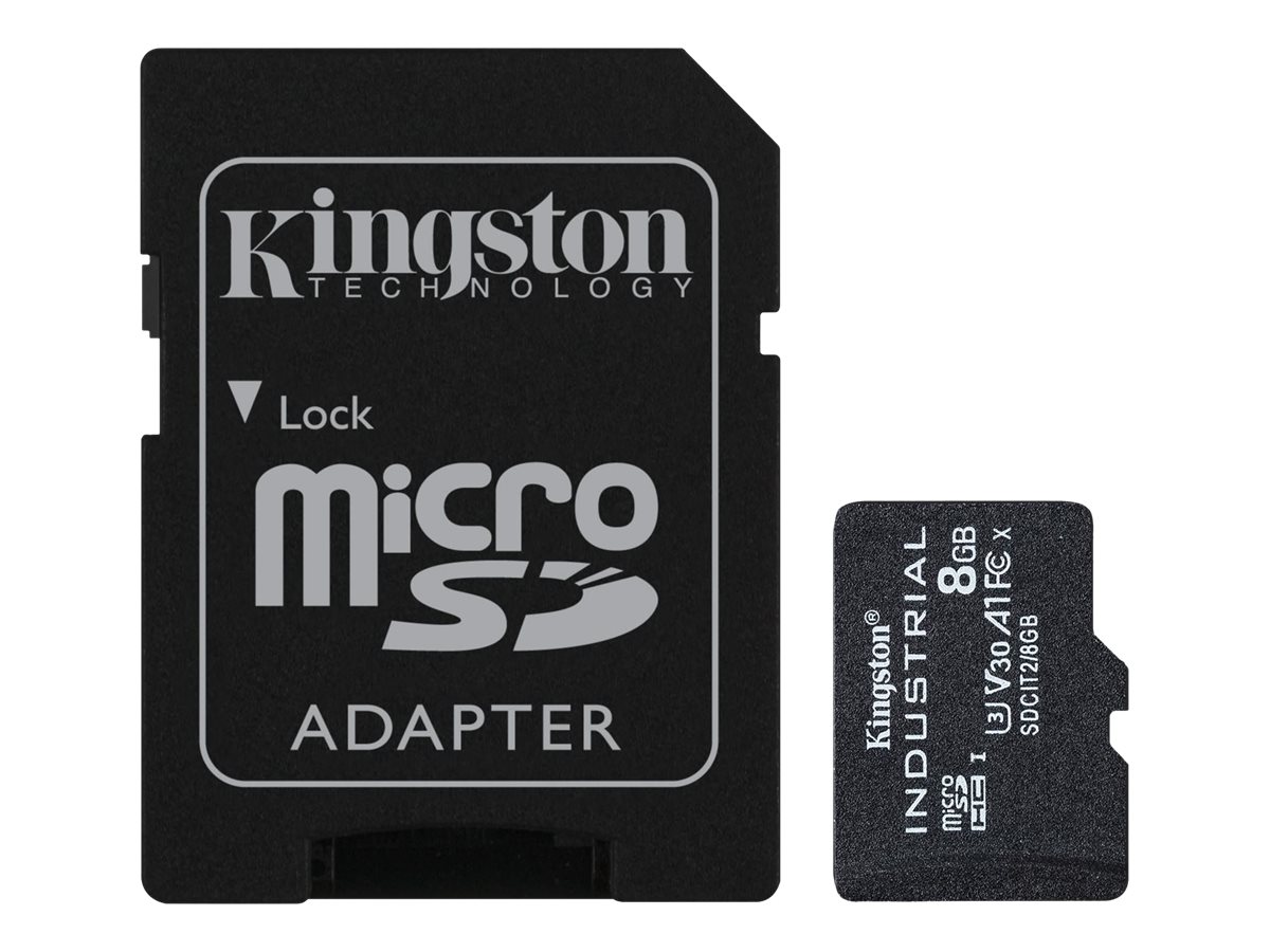 Kingston Industrial - Flash-Speicherkarte (microSDHC/SD-Adapter inbegriffen) - 8 GB - A1 / Video Class V30 / UHS-I U3 / Class10 