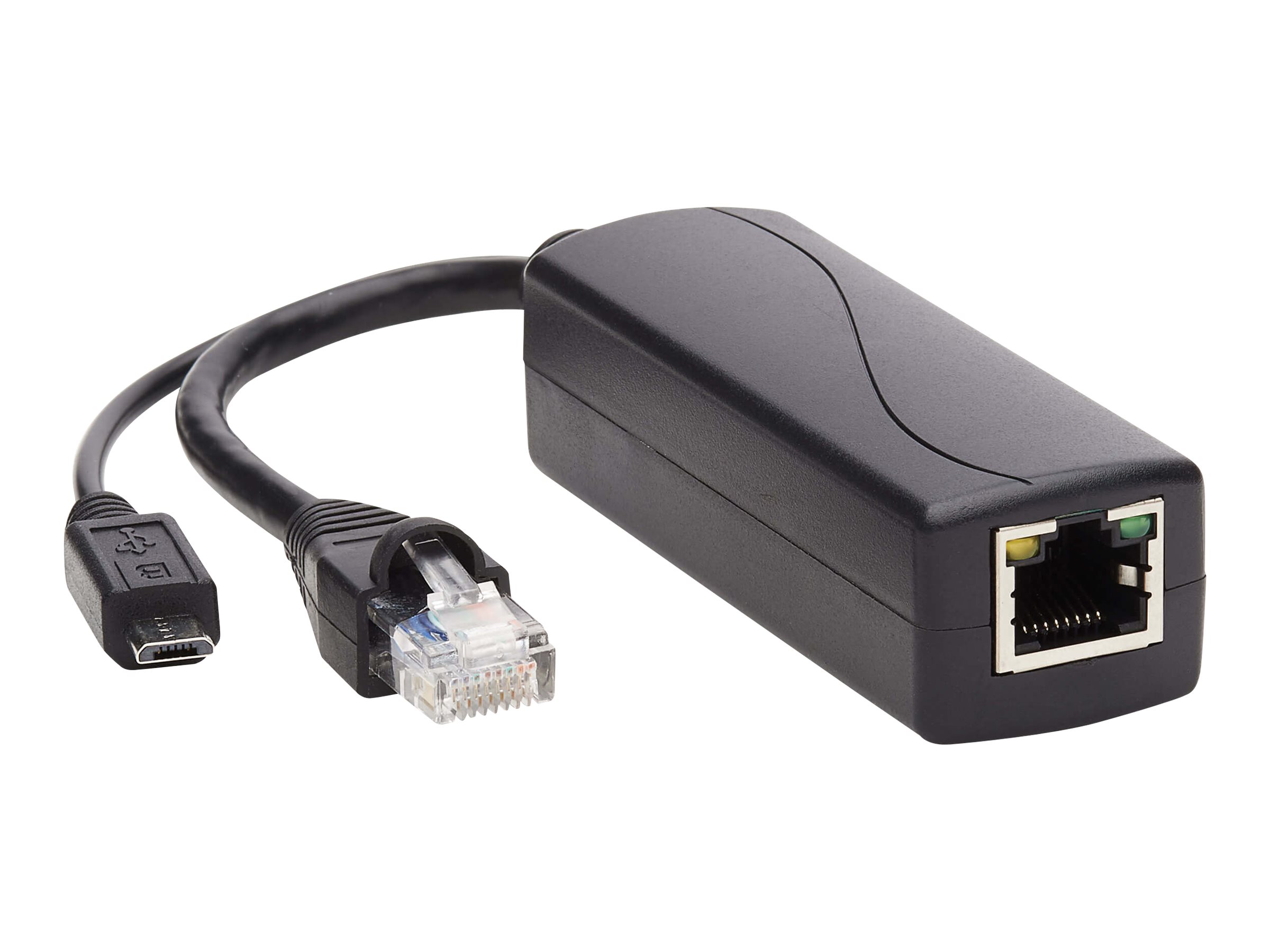 Tripp Lite PoE to USB Micro-B and RJ45 Active Splitter - 802.af, 48V to 5V 1A, Up to 328 ft. (100 m) - PoE-Splitter - 1 A - DC 4