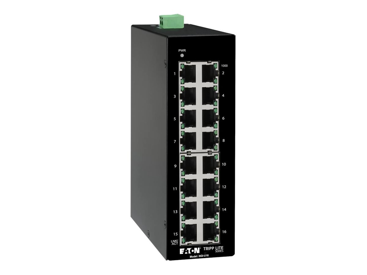 Eaton Tripp Lite series Unmanaged Industrial Gigabit Ethernet Switch 16-Port - 10/100/1000 Mbps, DIN Mount - Switch - unmanaged 