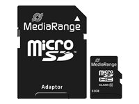 MediaRange - Flash-Speicherkarte (microSDHC/SD-Adapter inbegriffen) - 32 GB - Class 10 - microSDHC - Schwarz