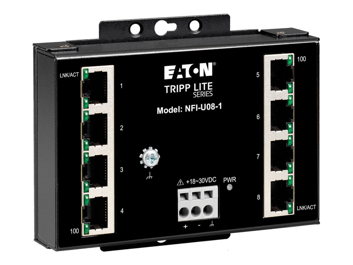 Eaton Tripp Lite series Industrial Ethernet Switch 8-Port Unmanaged - 10/100 Mbps, Ruggedized, DIN/Wall Mount - Switch - unmanag