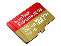 SanDisk Extreme PLUS - Flash-Speicherkarte (microSDHC/SD-Adapter inbegriffen) - 32 GB - A1 / Video Class V30 / UHS-I U3 - microS