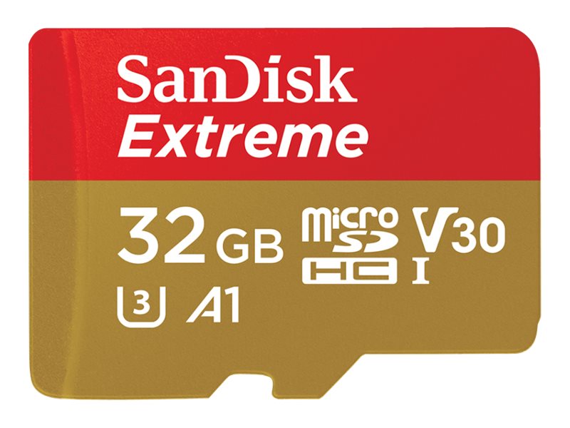 SanDisk Extreme - Flash-Speicherkarte (microSDHC/SD-Adapter inbegriffen) - 32 GB - A1 / Video Class V30 / UHS-I U3 - microSDHC U