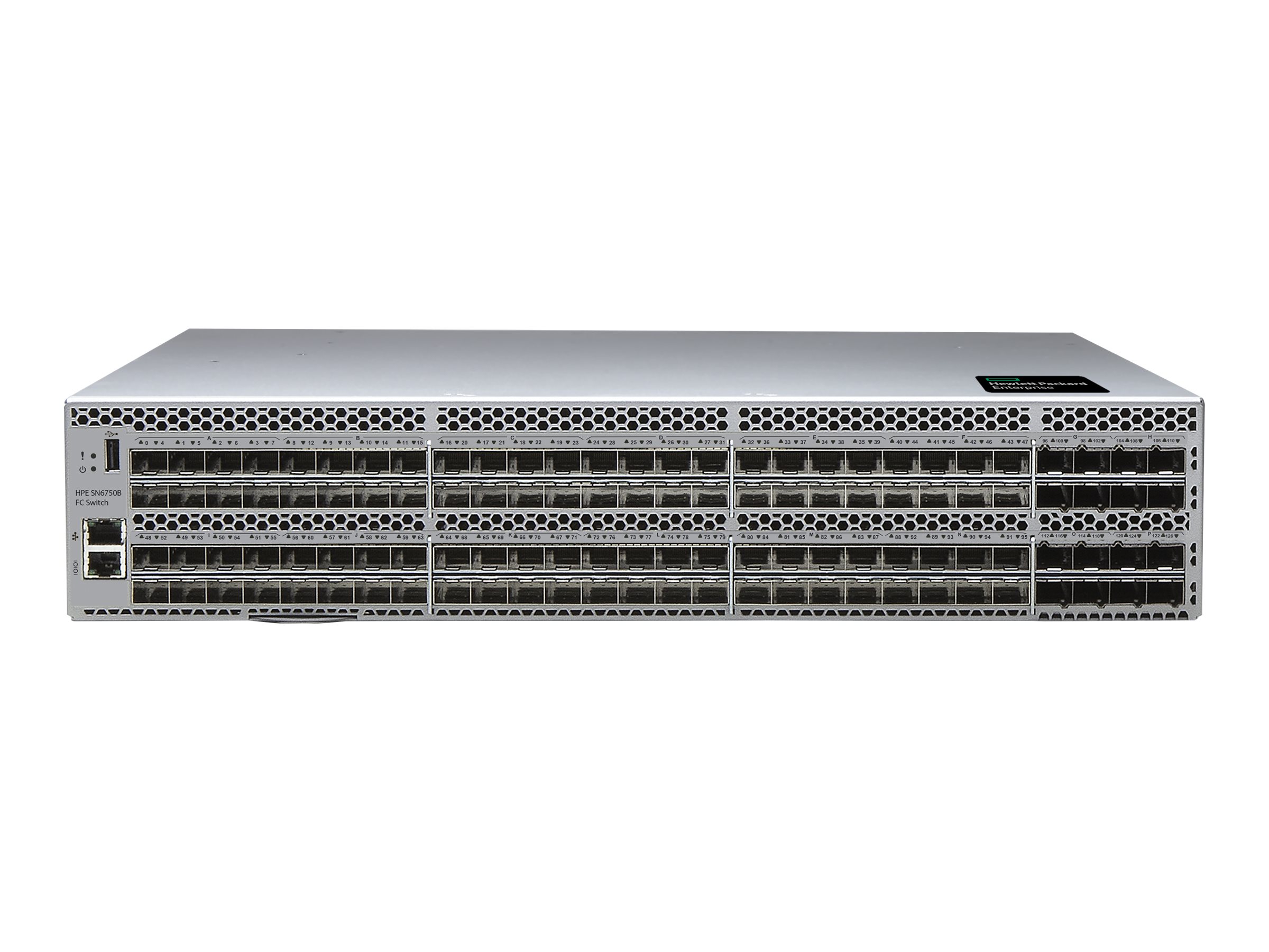 HPE SN6750B - Switch - managed - 96 x 64Gb Fibre Channel SFP+ + 16 x 64Gb Fibre Channel SFP56 Ports on Demand - an Rack montierb