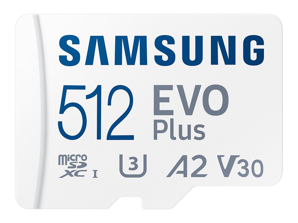 Samsung EVO Plus MB-MC512S - Flash-Speicherkarte (microSDXC-an-SD-Adapter inbegriffen) - 512 GB - A2 / Video Class V30 / UHS-I U