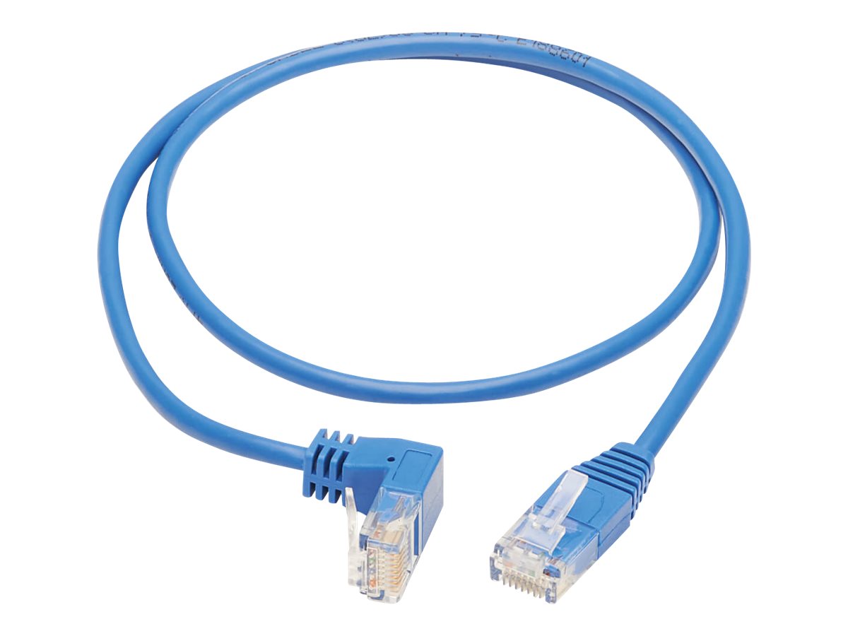 Tripp Lite Down-Angle Cat6 Gigabit Molded Slim UTP Ethernet Cable (RJ45 Right-Angle Down M to RJ45 M), Blue, 2 ft. - Patch-Kabel
