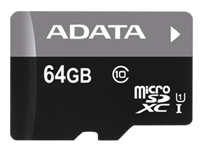 ADATA Premier - Flash-Speicherkarte (microSDXC-an-SD-Adapter inbegriffen) - 64 GB - UHS Class 1 / Class10 - microSDXC UHS-I - f