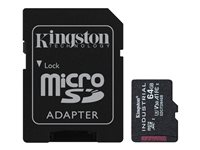 Kingston Industrial - Flash-Speicherkarte (microSDXC-an-SD-Adapter inbegriffen) - 64 GB - A1 / Video Class V30 / UHS-I U3 / Clas