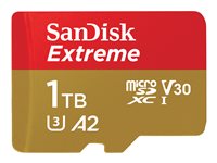 SanDisk Extreme - Flash-Speicherkarte (microSDXC-an-SD-Adapter inbegriffen) - 1 TB - A2 / Video Class V30 / UHS-I U3 / Class10 -