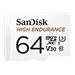 SanDisk High Endurance - Flash-Speicherkarte (microSDXC-an-SD-Adapter inbegriffen) - 64 GB - Video Class V30 / UHS-I U3 / Class1