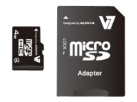 V7 VAMSDH4GCL4R-2E - Flash-Speicherkarte (microSDHC/SD-Adapter inbegriffen) - 4 GB - Class 4 - microSDHC - Schwarz