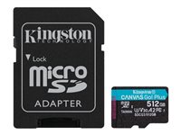 Kingston Canvas Go! Plus - Flash-Speicherkarte (microSDXC-an-SD-Adapter inbegriffen) - 512 GB - A2 / Video Class V30 / UHS-I U3 