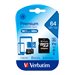 Verbatim Premium - Flash-Speicherkarte (SD-Adapter inbegriffen) - 64 GB - Class 10 - microSDXC UHS-I