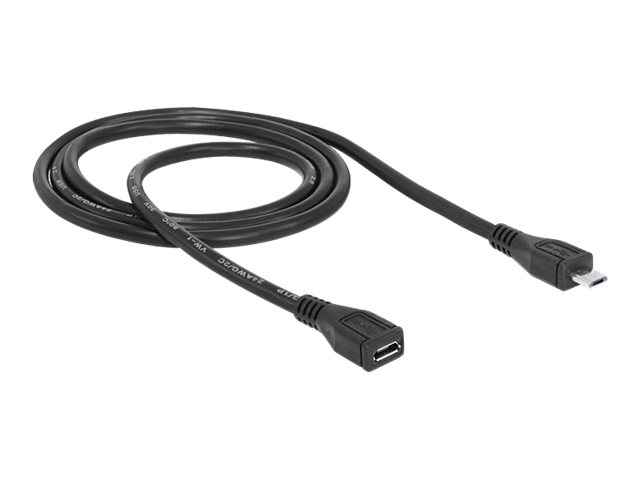 Delock - USB-Verlngerungskabel - Micro-USB Typ B (M) zu Micro-USB Typ B (W) - 1 m - Schwarz