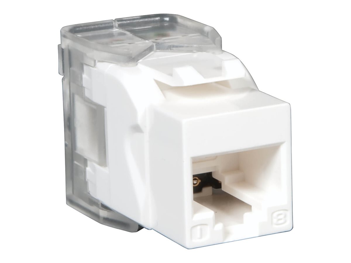 Eaton Tripp Lite Series Cat6 / Cat5e Keystone Jack, 180-Degree Toolless - RJ-45, cat5e cat6 UTP - 110 IDC RJ45 WHITE TAA/GSA - M