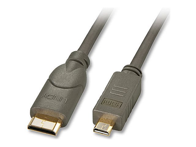 Lindy High Speed HDMI Cable - HDMI-Kabel mit Ethernet - 19 pin micro HDMI Type D mnnlich zu 19 pin mini HDMI Type C mnnlich - 