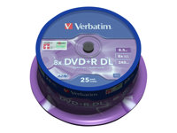 Verbatim - 25 x DVD+R DL - 8.5 GB 8x - mattsilber - Spindel