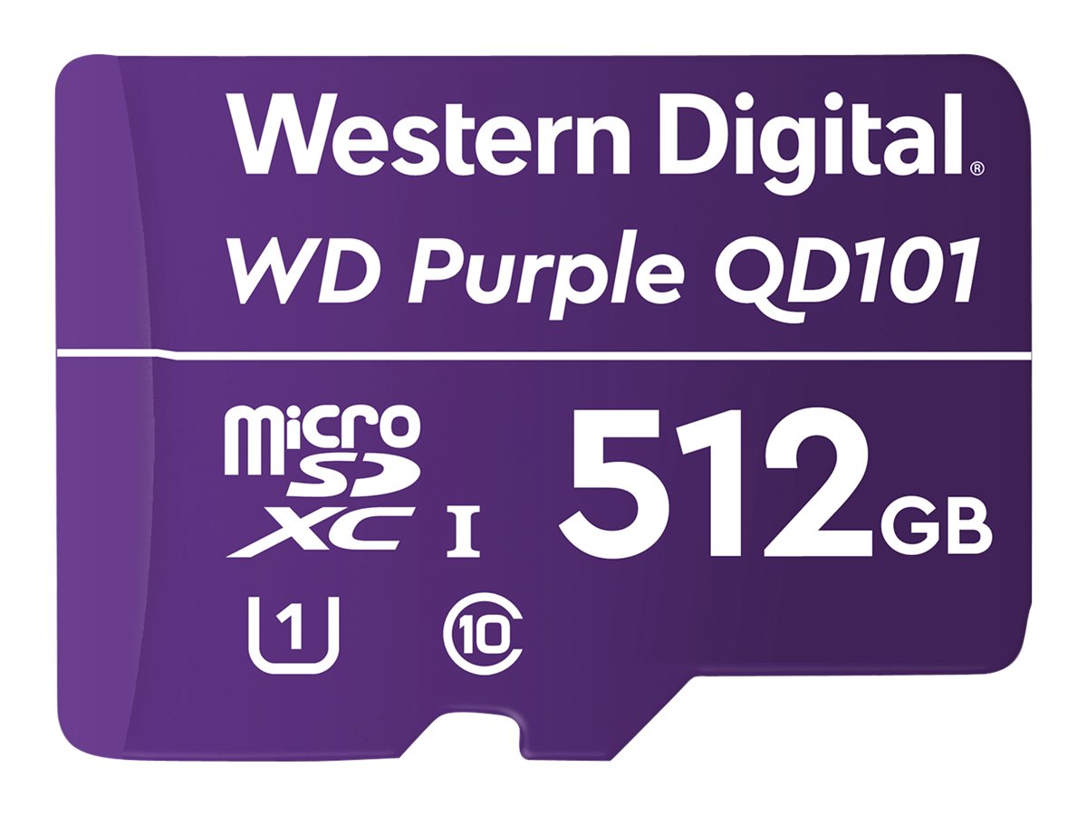 WD Purple SC QD101 WDD512G1P0C - Flash-Speicherkarte - 512 GB - UHS-I U1 / Class10 - microSDXC UHS-I - lila