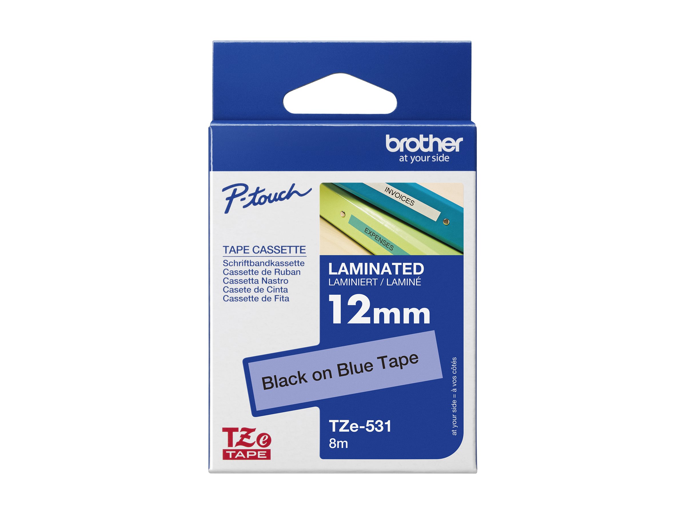 Brother TZe-531 - Schwarz auf Blau - Rolle (1,2 cm x 8 m) 1 Kassette(n) laminiertes Band - fr Brother PT-P750, P950; P-Touch PT