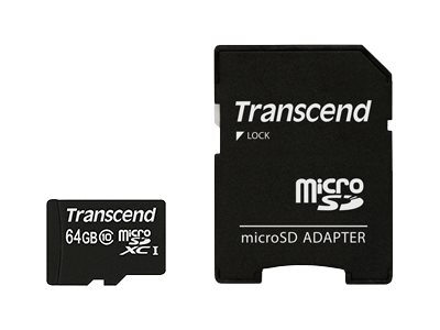 Transcend Premium - Flash-Speicherkarte (microSDHC/SD-Adapter inbegriffen) - 64 GB - UHS Class 1 / Class10 - 300x - microSDXC UH