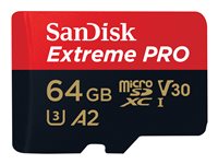 SanDisk Extreme Pro - Flash-Speicherkarte (microSDXC-an-SD-Adapter inbegriffen) - 64 GB - A2 / Video Class V30 / UHS-I U3 / Clas