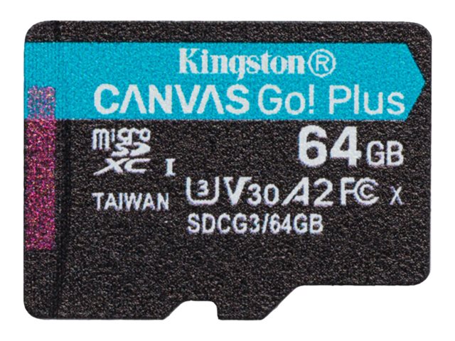 Kingston Canvas Go! Plus - Flash-Speicherkarte - 64 GB - A2 / Video Class V30 / UHS-I U3 / Class10 - microSDXC UHS-I