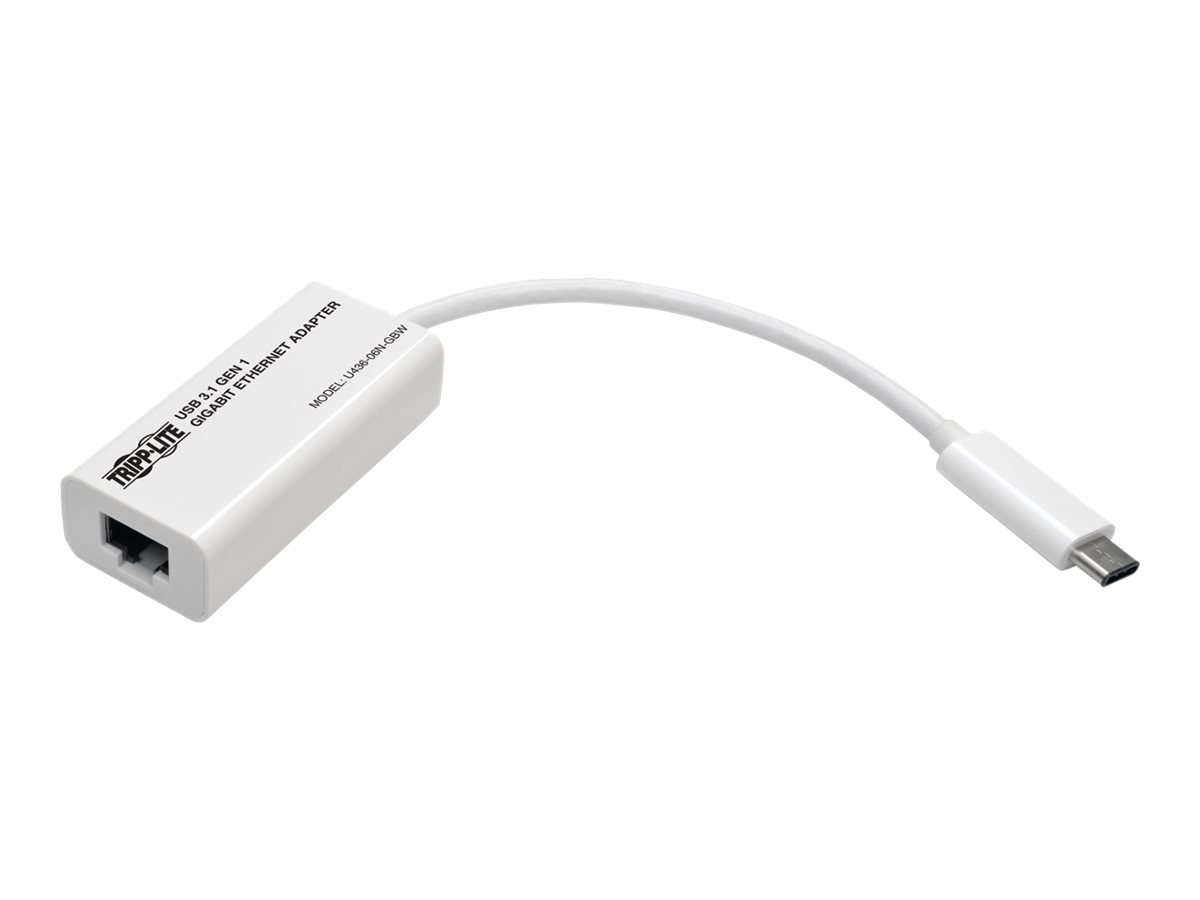 Tripp Lite USB-C to Gigabit Ethernet NIC Network Adapter 10/100/1000 Mbps White - Netzwerkadapter - USB-C 3.1 - Gigabit Ethernet