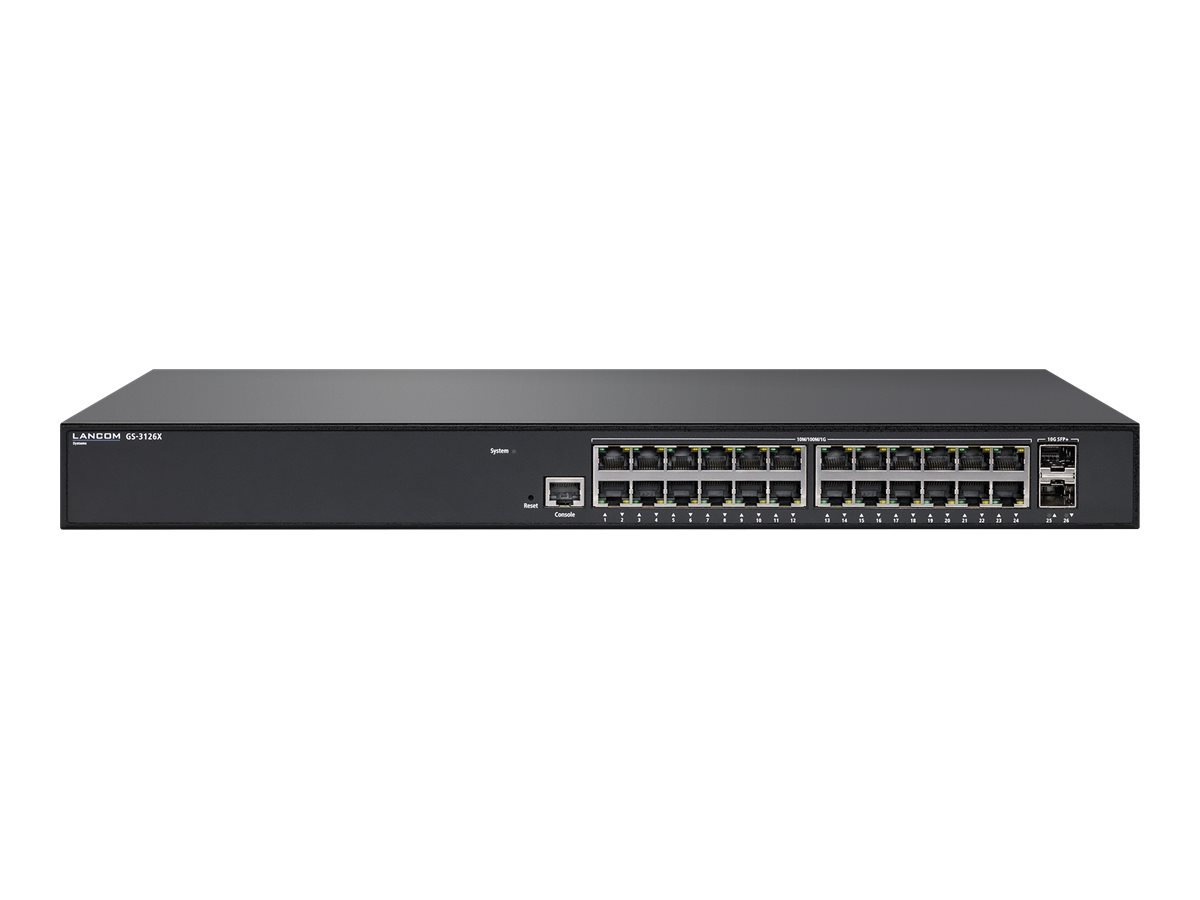 LANCOM GS-3126X - Switch - L3 Lite - managed - 24 x 10/100/1000 + 2 x 10 Gigabit SFP+ (Uplink) - an Rack montierbar