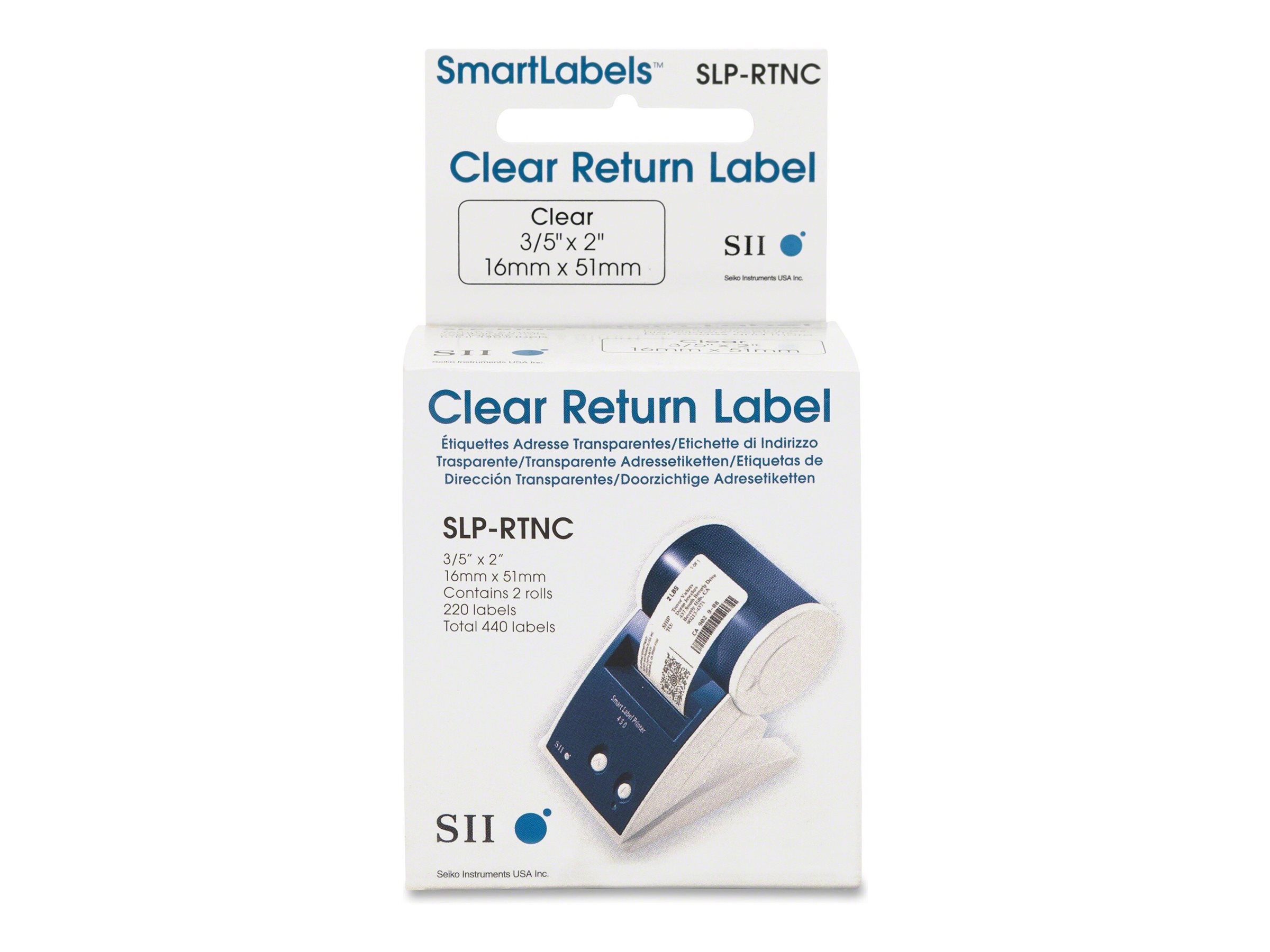 Seiko Instruments SLP-RTNC - Klar - 16 x 51 mm 440 Etikett(en) (2 Rolle(n) x 220) Etiketten - fr Smart Label Printer 100, 120, 