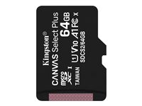 Kingston Canvas Select Plus - Flash-Speicherkarte - 64 GB - A1 / Video Class V10 / UHS Class 1 / Class10 - microSDXC UHS-I