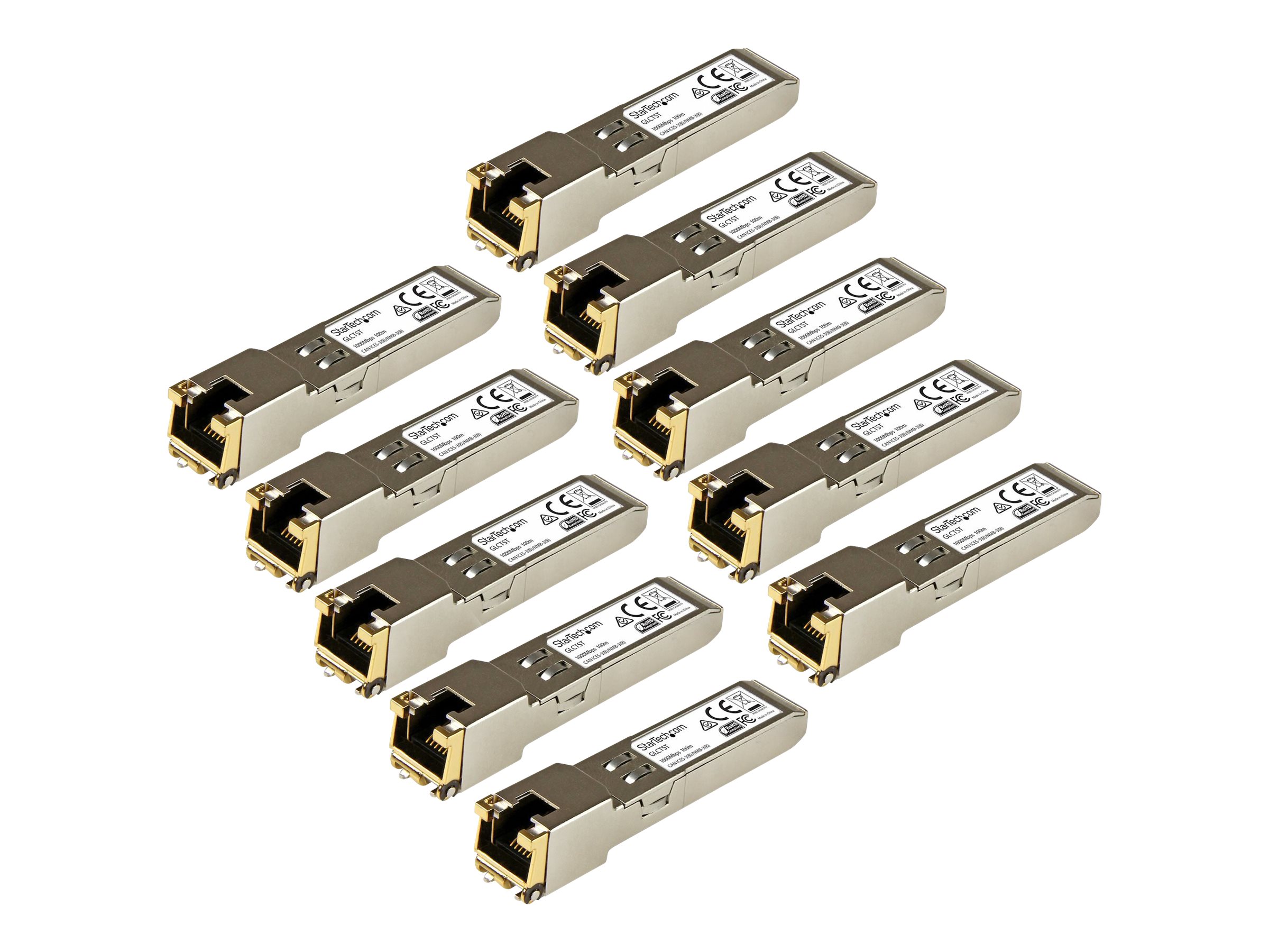 StarTech.com Gigabit RJ45 Kupfer SFP Transceiver Modul - Cisco GLC-T kompatibel - 1000Base-T - Mini-GBIC - 10er Pack - SFP (Mini