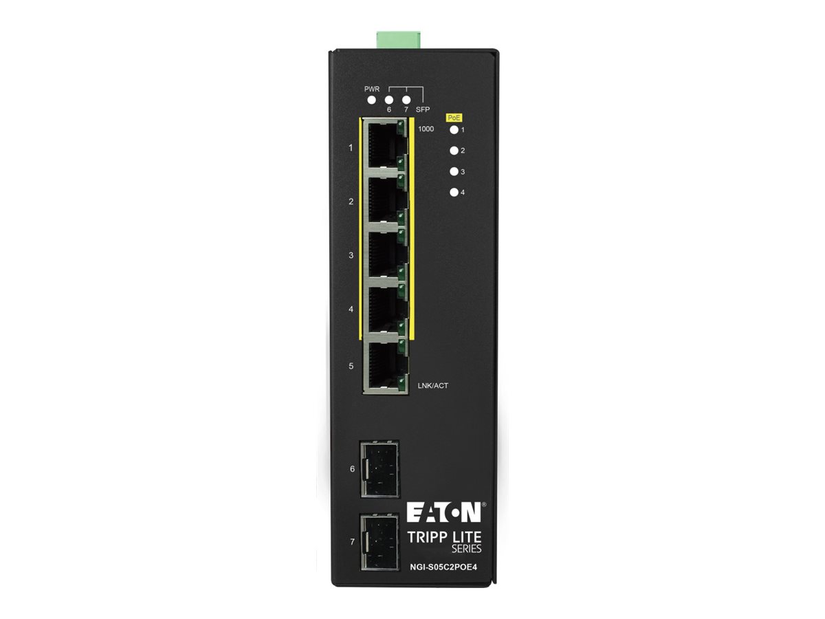 Eaton Tripp Lite series 5-Port Lite Managed Industrial Gigabit Ethernet Switch - 10/100/1000 Mbps, PoE+ 30W, 2 GbE SFP Slots, -1