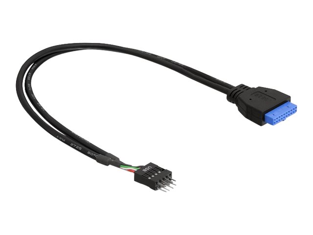 Delock - Interner USB-Adapter - 8-poliger USB 2.0-Header (M) zu 19-poliger USB 3.0 Kopf (W) - 60 cm - Schwarz