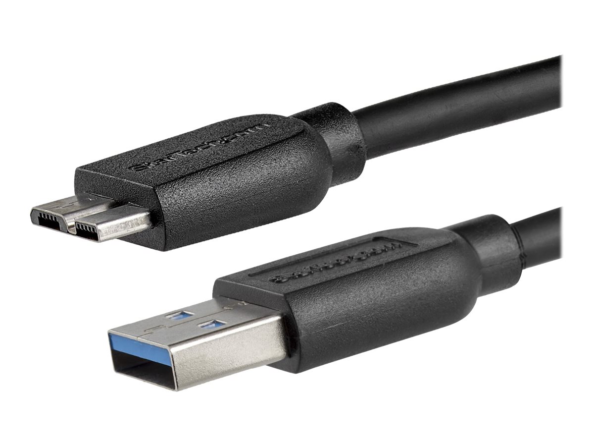 StarTech.com 2m schlankes SuperSpeed USB 3.0 A auf Micro B Kabel - St/St - USB 3.0 Anschlusskabel - Schwarz - USB-Kabel - Micro-