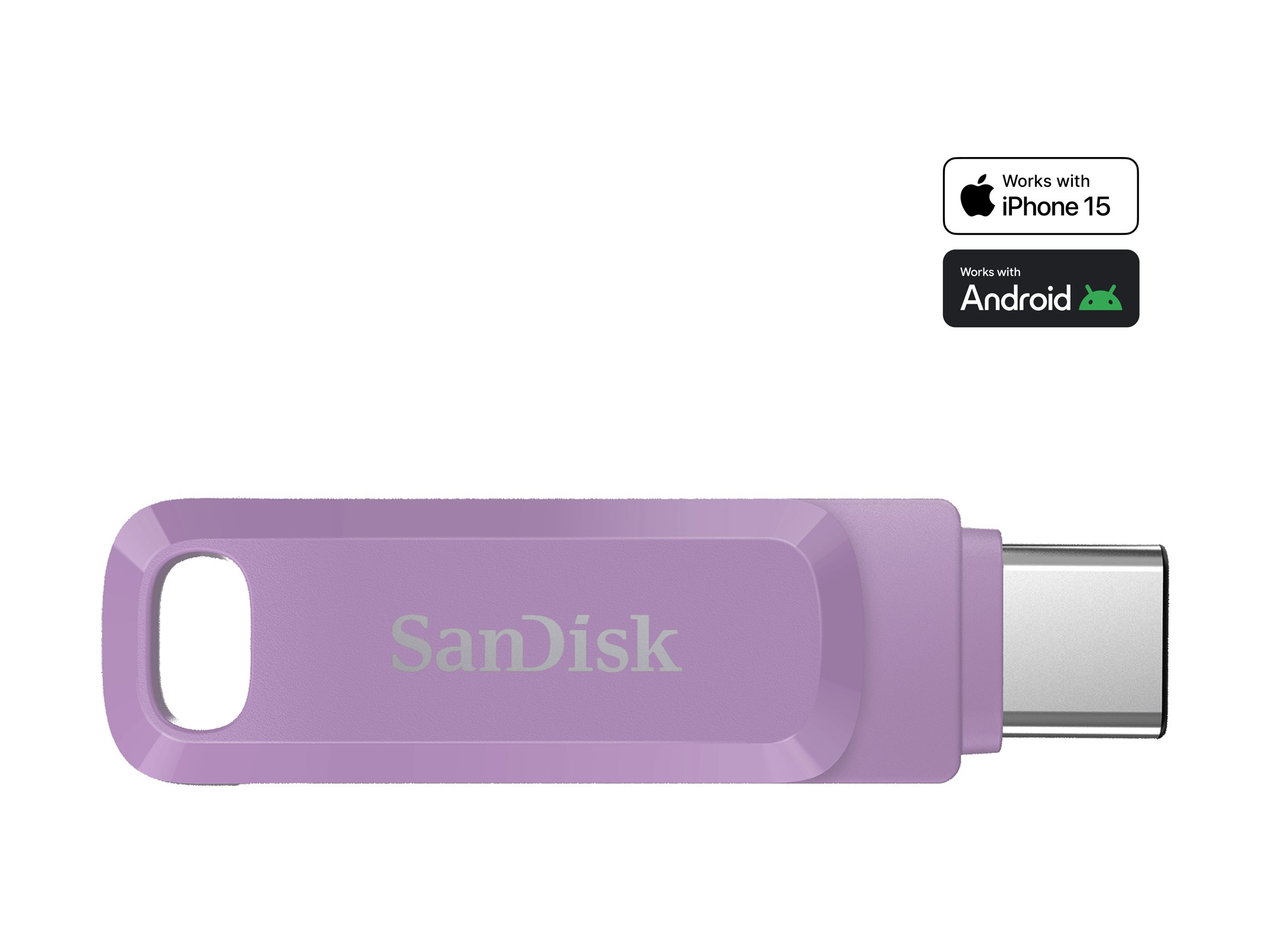 SanDisk Ultra Dual Drive Go - USB-Flash-Laufwerk - 128 GB - USB 3.2 Gen 1 / USB-C - Lavendel