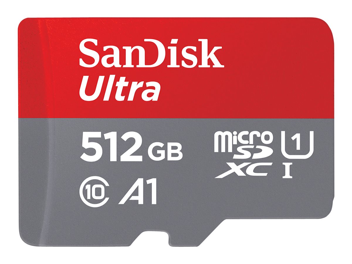 SanDisk Ultra - Flash-Speicherkarte (microSDXC-an-SD-Adapter inbegriffen) - 512 GB - A1 / UHS Class 1 / Class10 - microSDXC UHS-