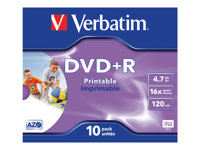 Verbatim DataLifePlus - 10 x DVD+R - 4.7 GB 16x - mit Tintenstrahldrucker bedruckbare Oberflche - Jewel Case (Schachtel)