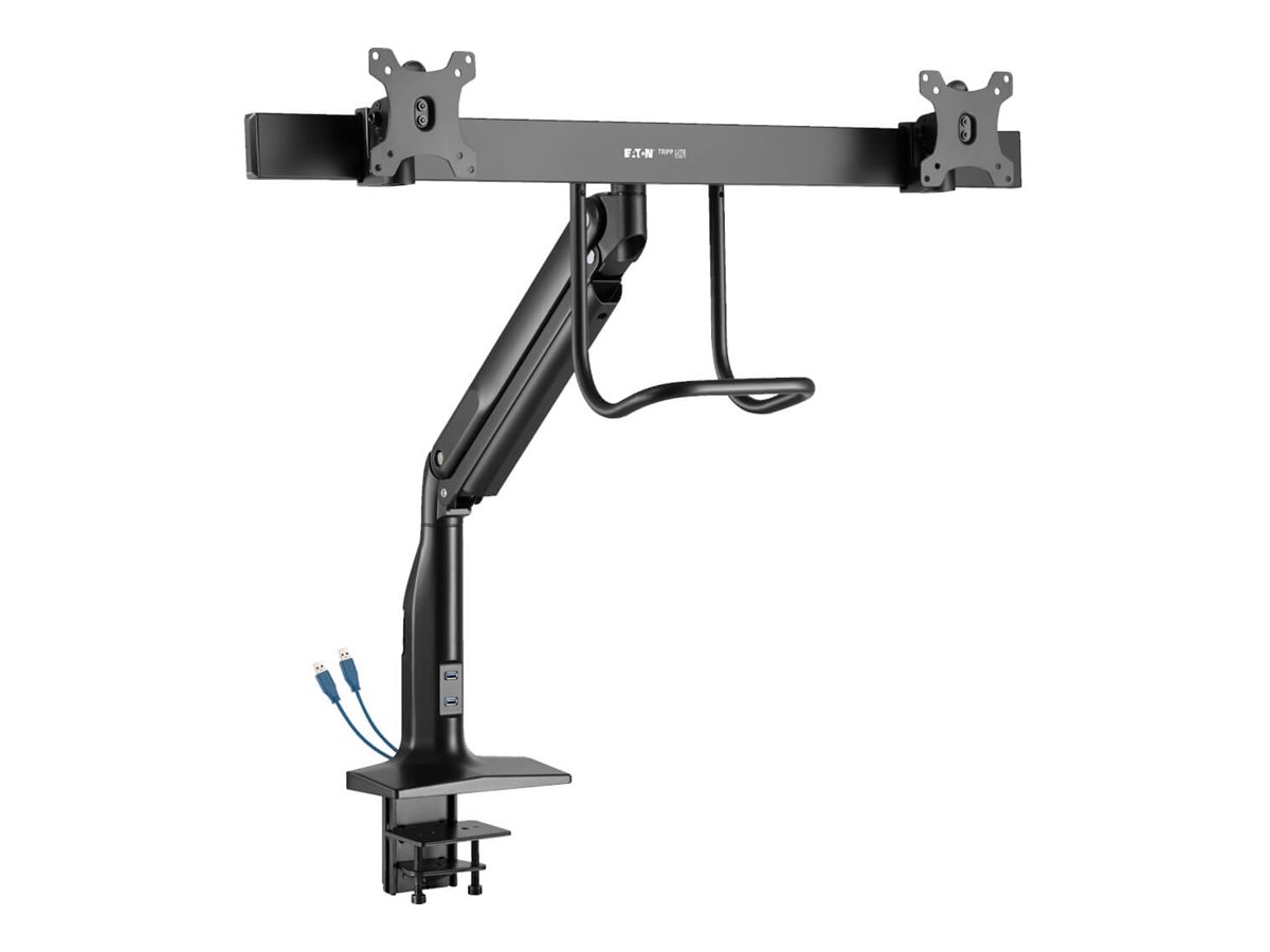 Eaton Tripp Lite Series Safe-IT Precision-Placement Dual-Display Desk Clamp with Antimicrobial Tape for 17